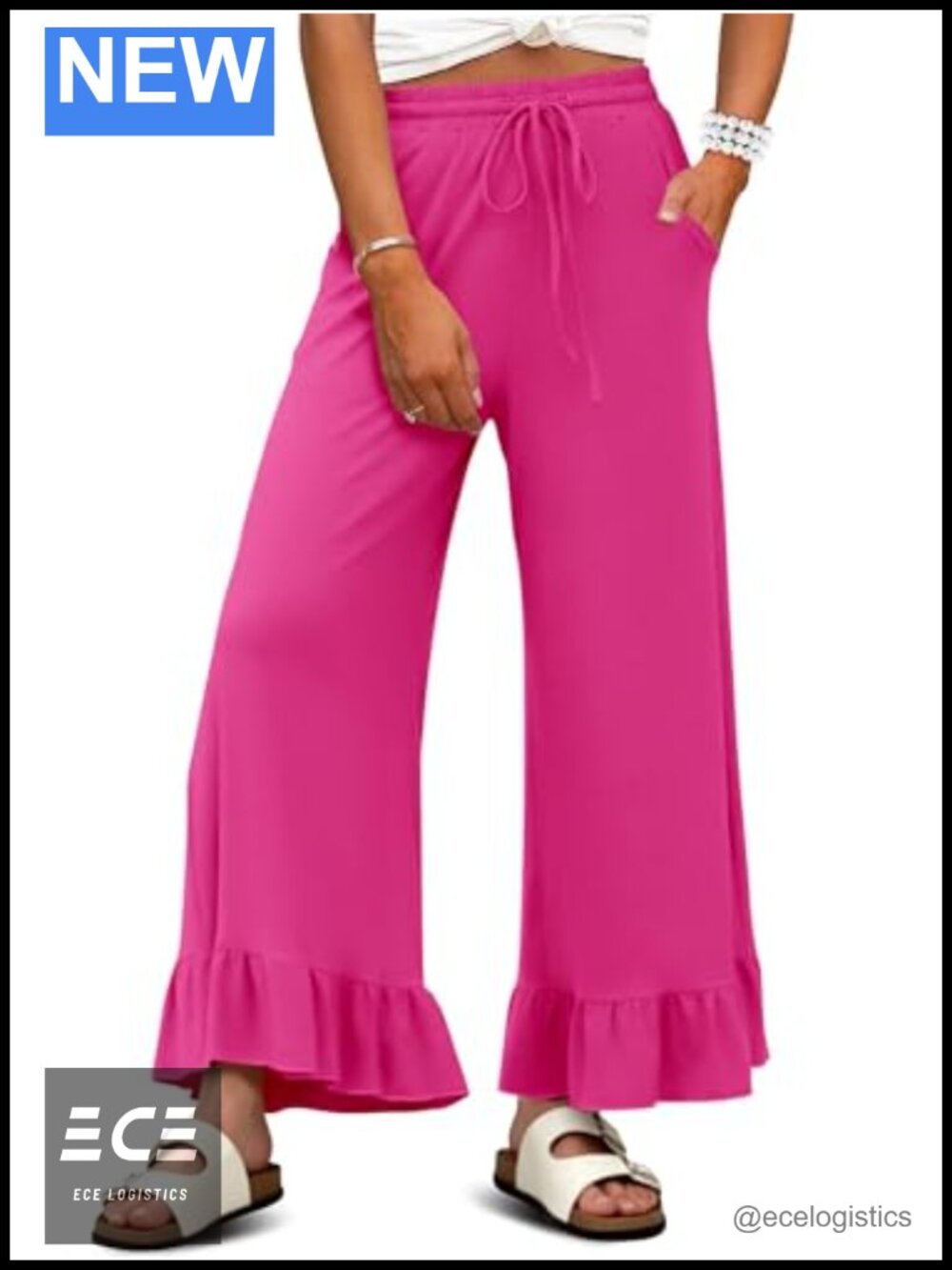 KISSMODA Palazzo Lounge Pants High Waisted Drawstring Wide Leg Flowy